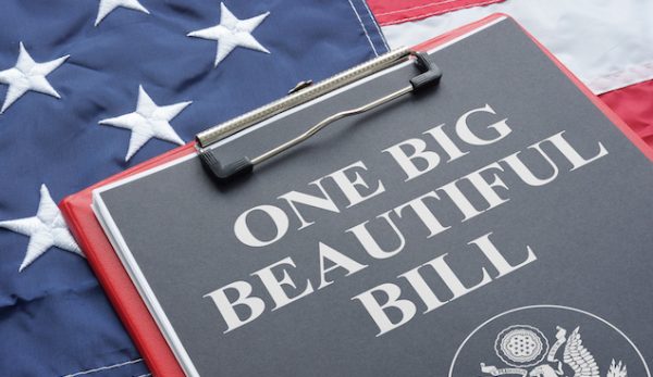 One Big Beautiful Bill Act is shown using the text and US flag One Big Beautiful Bill Act is shown using a text and US flag